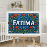 Fatima Name Art - Floral Farmhouse personalized wall print for kids