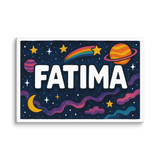 Fatima Name Art - Space Explorers personalized wall print for kids