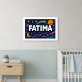 Fatima Name Art - Space Explorers personalized wall print for kids