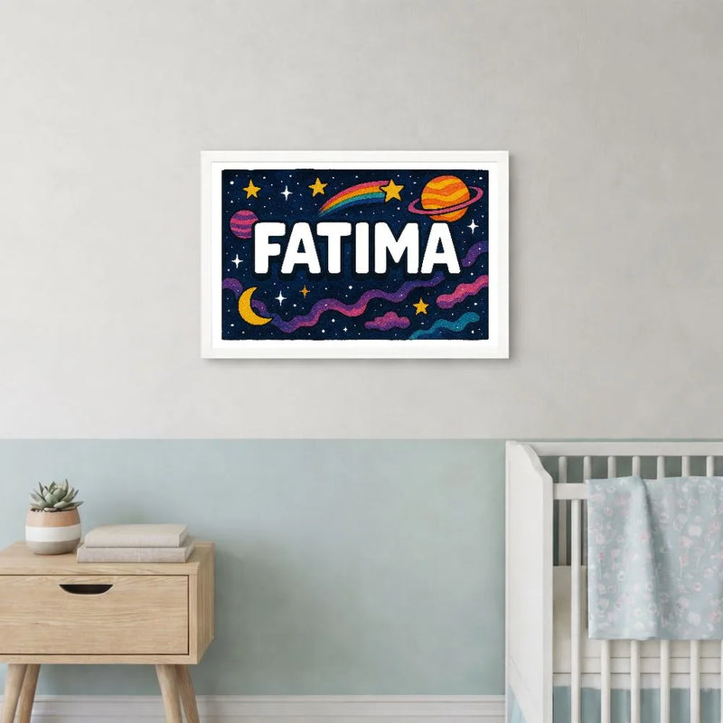 Fatima Name Art - Space Explorers personalized wall print for kids