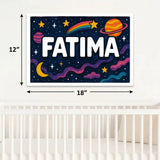 Fatima Name Art - Space Explorers personalized wall print for kids