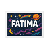 Fatima Name Art - Space Explorers personalized wall print for kids