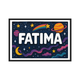 Fatima Name Art - Space Explorers personalized wall print for kids