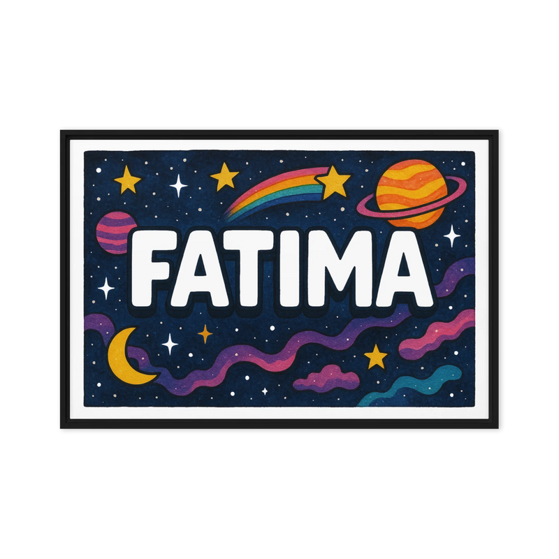 Fatima Name Art - Space Explorers personalized wall print for kids