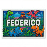 Federico Name Art - Dinosaur Adventure personalized wall print for kids