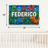 Federico Name Art - Dinosaur Adventure personalized wall print for kids