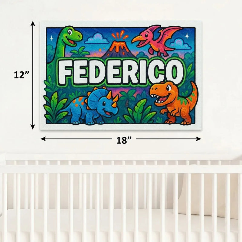 Federico Name Art - Dinosaur Adventure personalized wall print for kids