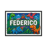 Federico Name Art - Dinosaur Adventure personalized wall print for kids