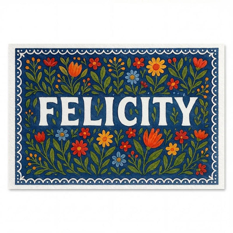 Felicity Name Art - Floral Farmhouse personalized wall print for kids