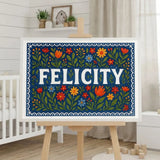 Felicity Name Art - Floral Farmhouse personalized wall print for kids