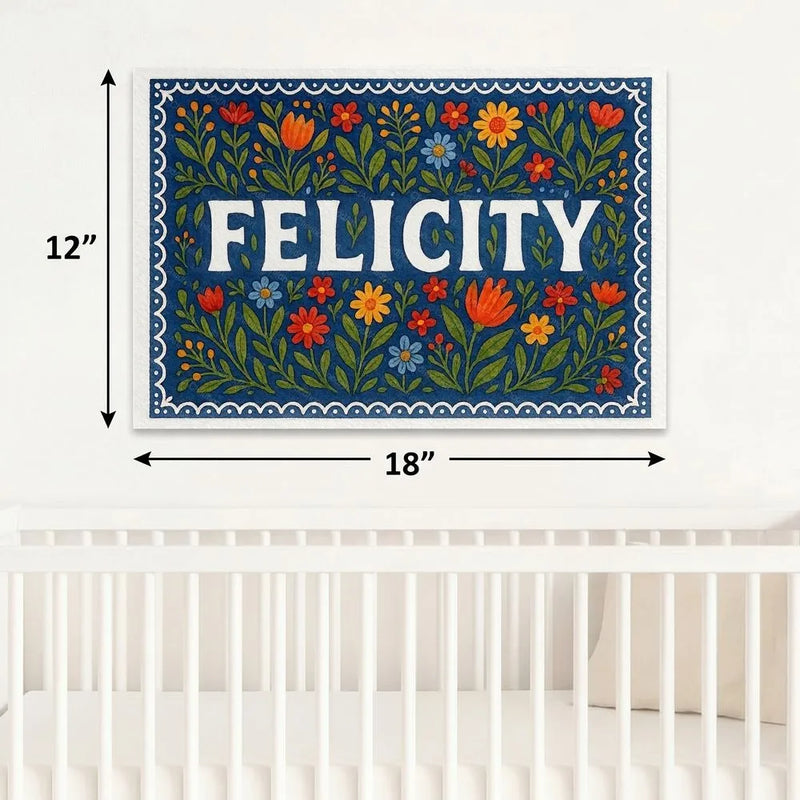 Felicity Name Art - Floral Farmhouse personalized wall print for kids