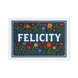 Felicity Name Art - Floral Farmhouse personalized wall print for kids