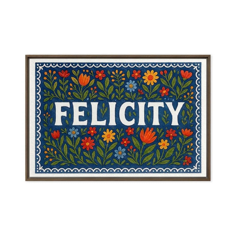 Felicity Name Art - Floral Farmhouse personalized wall print for kids