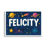 Felicity Name Art - Space Explorers personalized wall print for kids