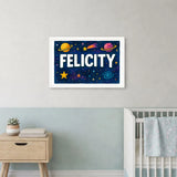 Felicity Name Art - Space Explorers personalized wall print for kids