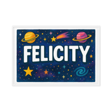 Felicity Name Art - Space Explorers personalized wall print for kids