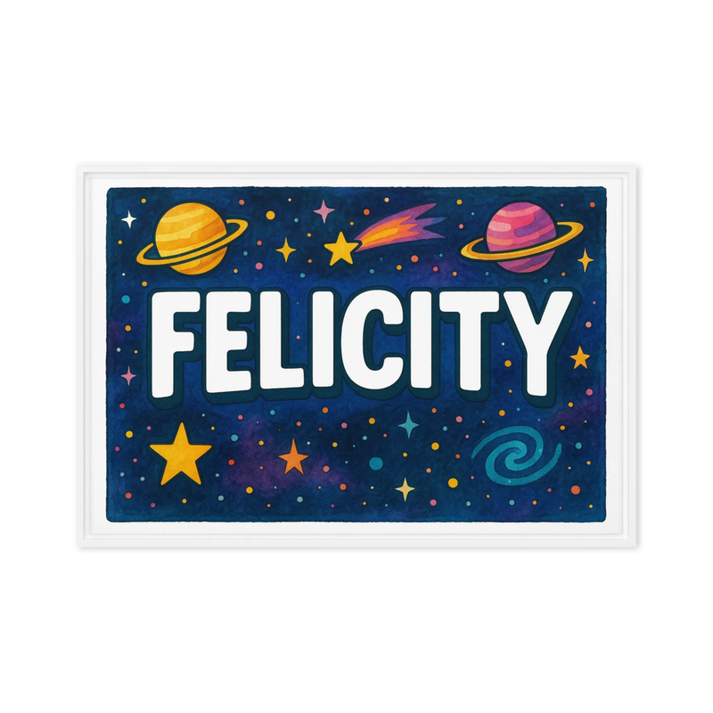 Felicity Name Art - Space Explorers personalized wall print for kids