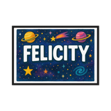 Felicity Name Art - Space Explorers personalized wall print for kids