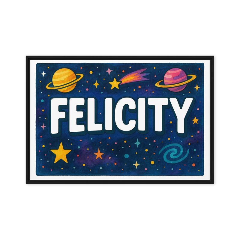 Felicity Name Art - Space Explorers personalized wall print for kids