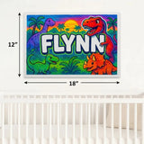 Flynn Name Art - Dinosaur Adventure personalized wall print for kids