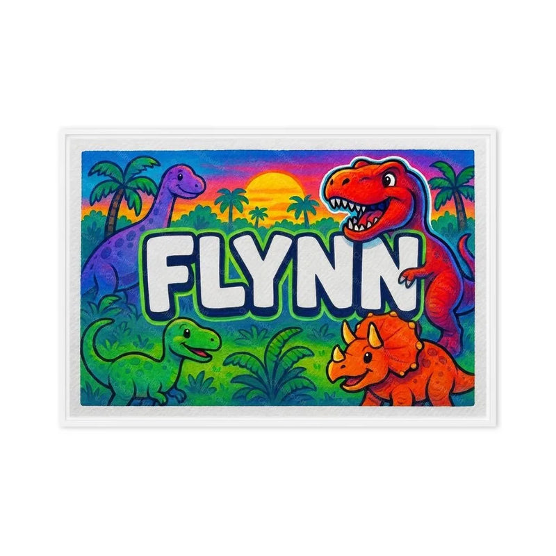 Flynn Name Art - Dinosaur Adventure personalized wall print for kids