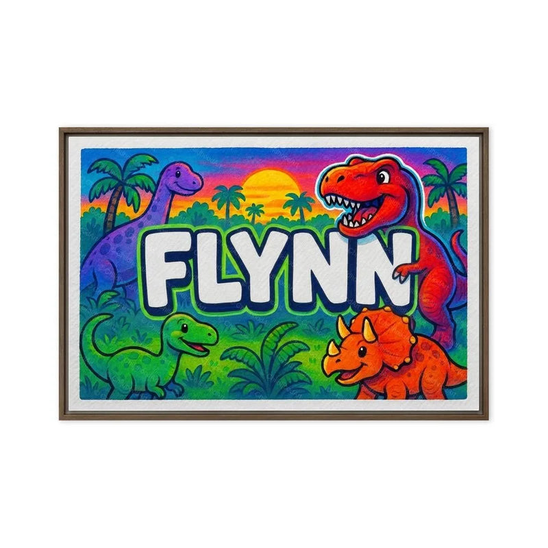 Flynn Name Art - Dinosaur Adventure personalized wall print for kids