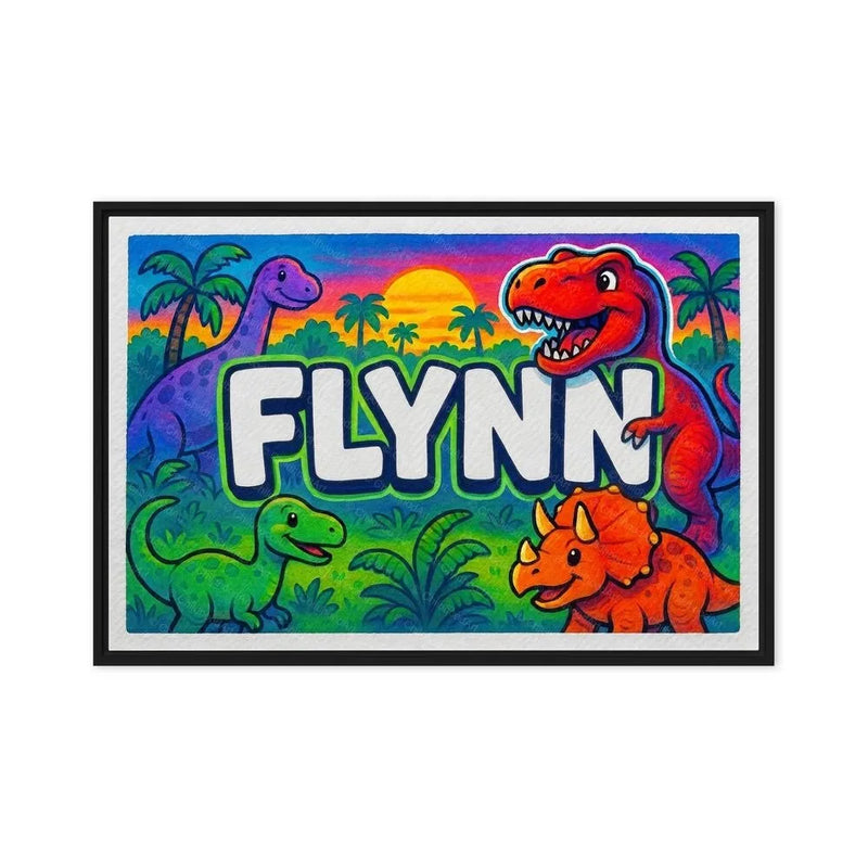 Flynn Name Art - Dinosaur Adventure personalized wall print for kids