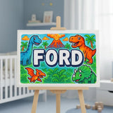 Ford Name Art - Dinosaur Adventure personalized wall print for kids