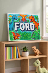 Ford Name Art - Dinosaur Adventure personalized wall print for kids