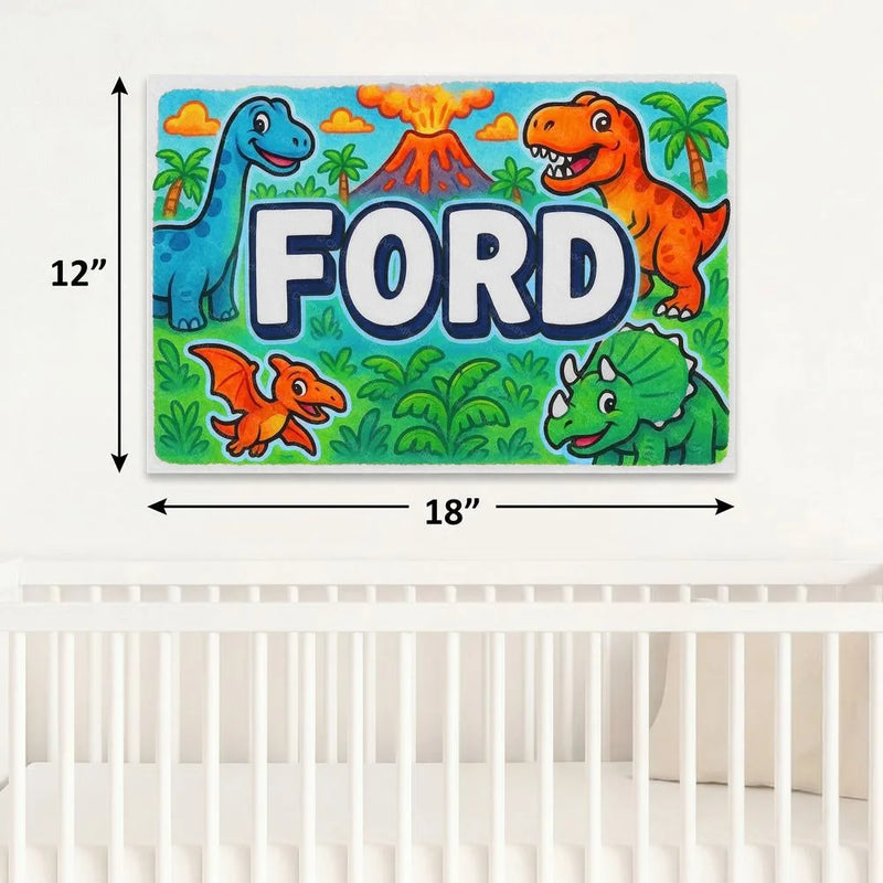 Ford Name Art - Dinosaur Adventure personalized wall print for kids