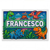 Francesco Name Art - Dinosaur Adventure personalized wall print for kids