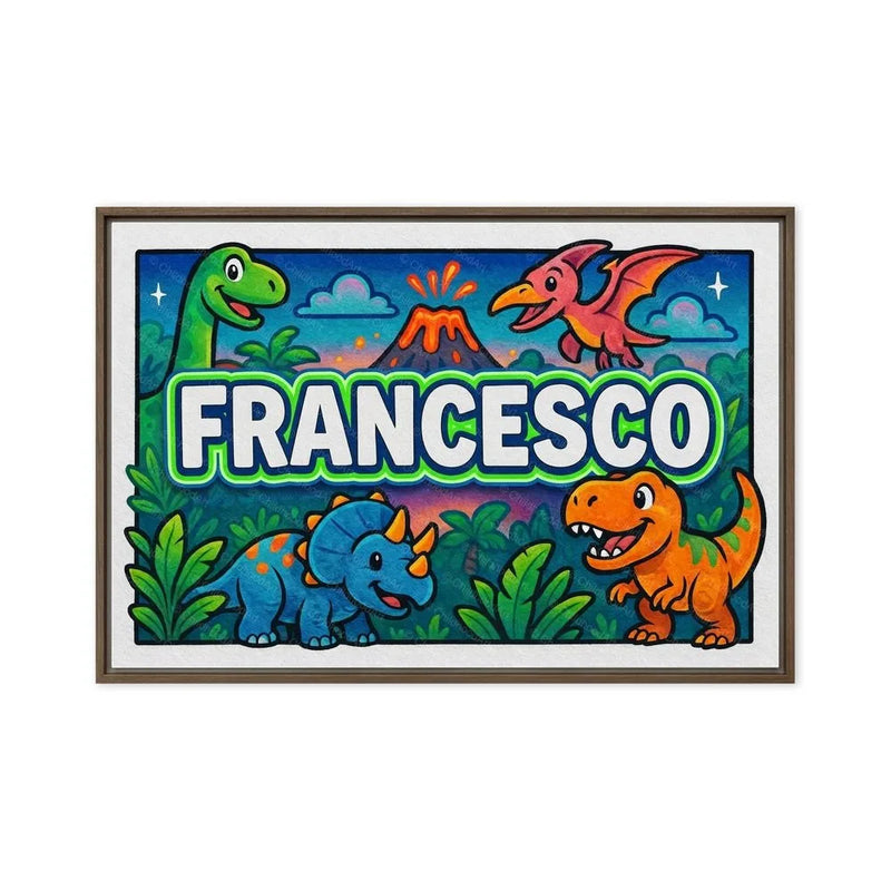Francesco Name Art - Dinosaur Adventure personalized wall print for kids