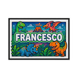 Francesco Name Art - Dinosaur Adventure personalized wall print for kids