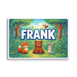 Frank Name Art - Forest Friends personalized wall print for kids