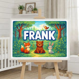 Frank Name Art - Forest Friends personalized wall print for kids