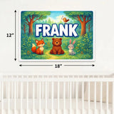 Frank Name Art - Forest Friends personalized wall print for kids
