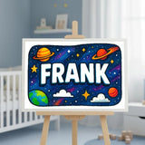 Frank Name Art - Space Explorers personalized wall print for kids