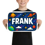 Frank Name Art - Space Explorers personalized wall print for kids