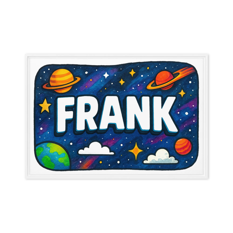 Frank Name Art - Space Explorers personalized wall print for kids