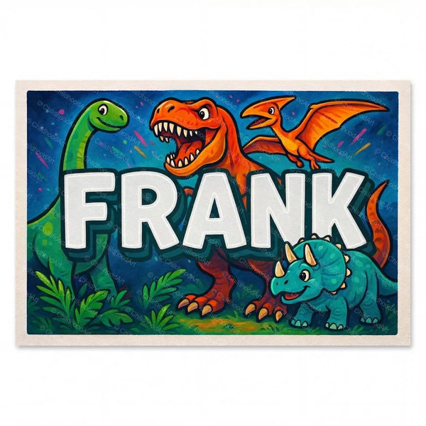 Frank Name Art - Dinosaur Adventure Personalized Wall Art