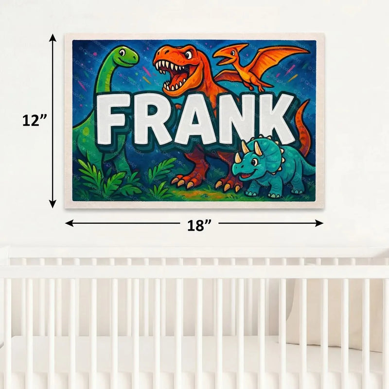 Frank Name Art - Dinosaur Adventure personalized wall print for kids
