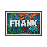 Frank Name Art - Dinosaur Adventure personalized wall print for kids