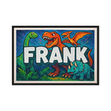 Frank Name Art - Dinosaur Adventure personalized wall print for kids