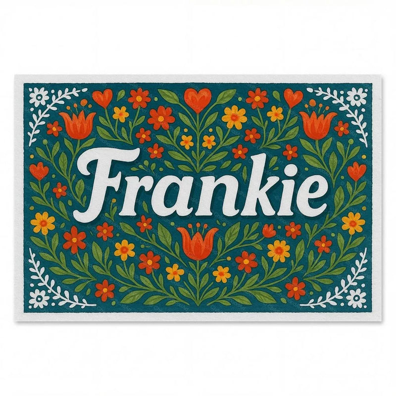 Frankie Name Art - Floral Farmhouse personalized wall print for kids