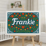 Frankie Name Art - Floral Farmhouse personalized wall print for kids