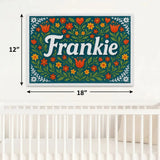 Frankie Name Art - Floral Farmhouse personalized wall print for kids