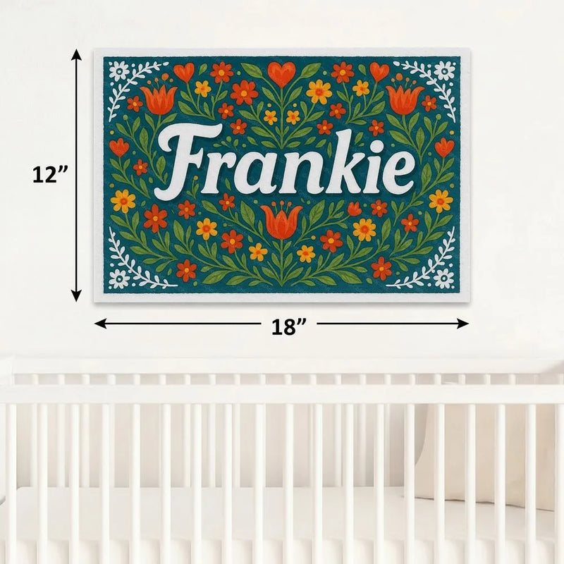 Frankie Name Art - Floral Farmhouse personalized wall print for kids