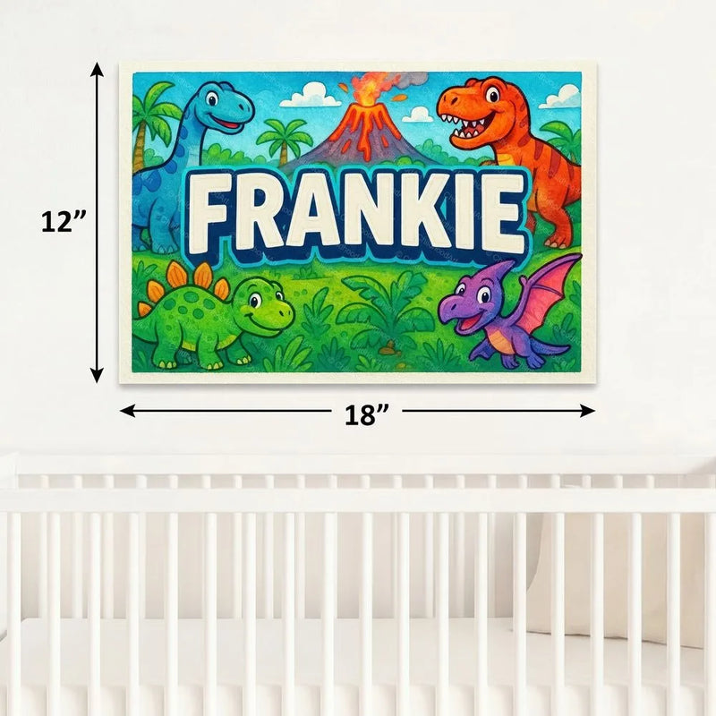 Frankie Name Art - Dinosaur Adventure personalized wall print for kids