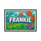 Frankie Name Art - Dinosaur Adventure personalized wall print for kids