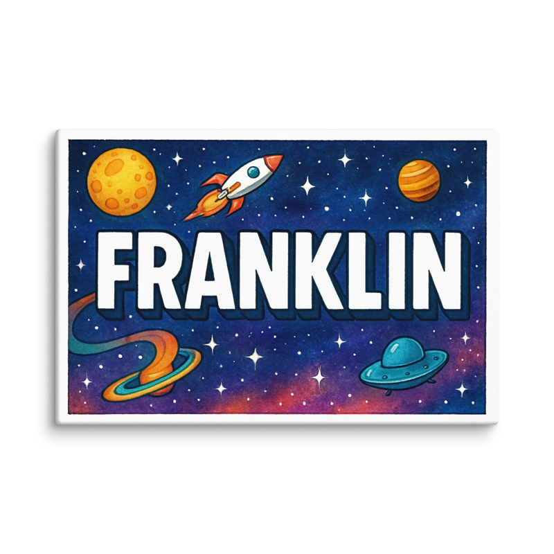 Franklin Name Art - Space Explorers personalized wall print for kids